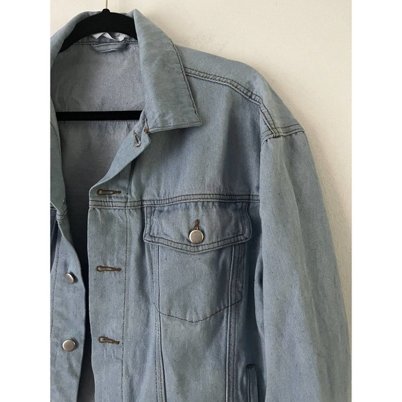American Threads Light Wash Cotton Denim Button Front Jean Jacket Size Medium - Picture 3 of 5